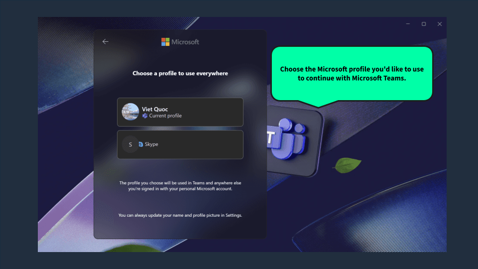 Finish Microsoft Teams setup after switching from Skype